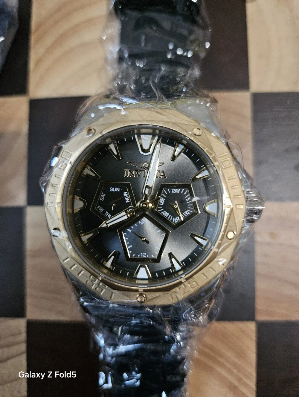 Invicta Men's Black, Gold and Silver Chronograph Watch with Multiple Straps 45mm